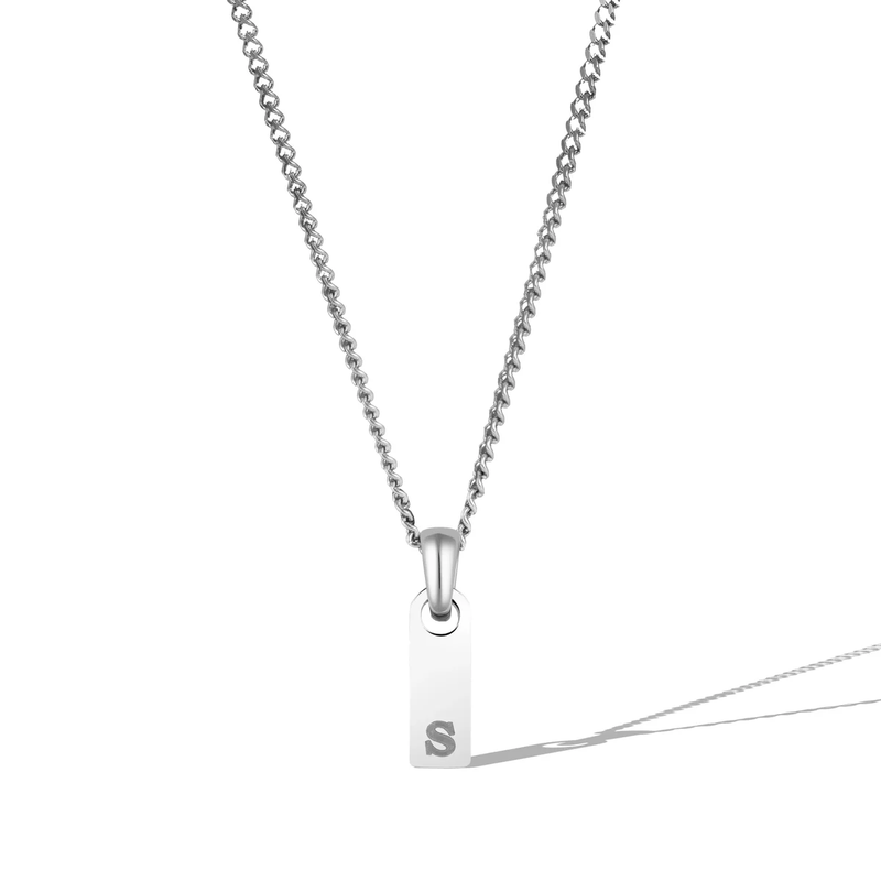 Silver Initial Tag Necklace