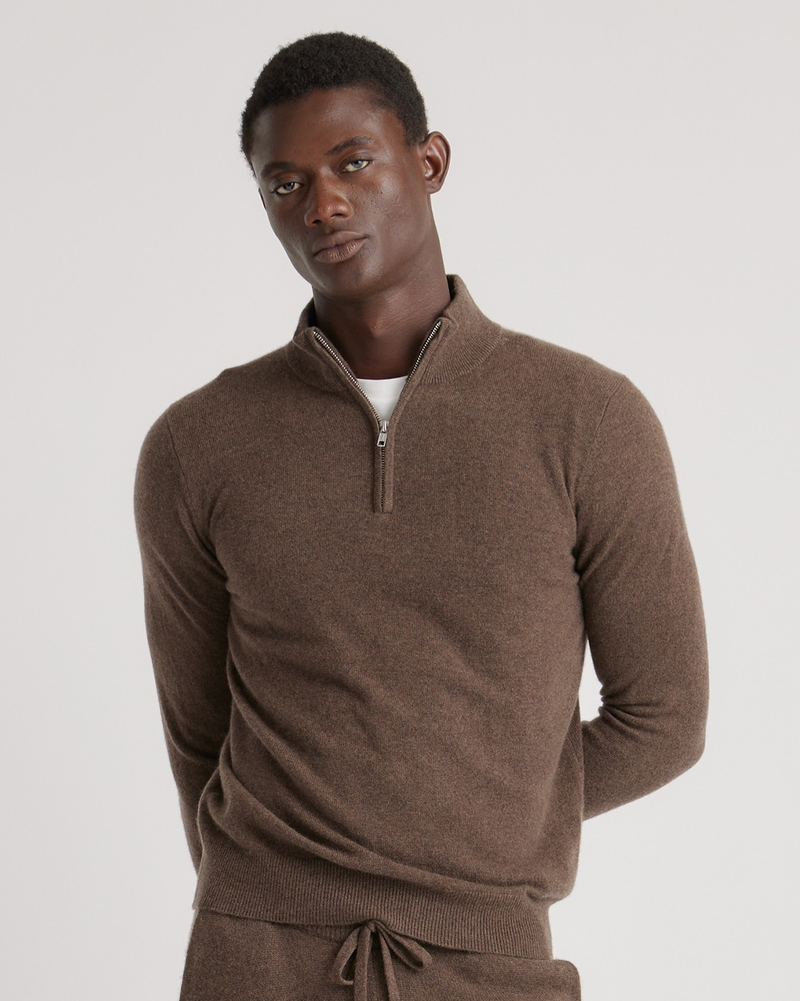 Mongolian Cashmere Quarter Zip Sweater