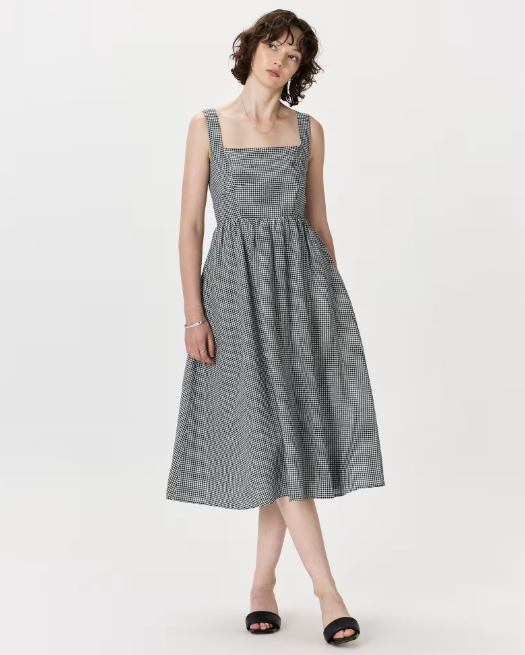 100% European Linen Fit & Flare Midi Dress