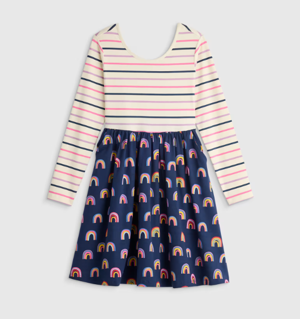 Kids Organic Cotton Long Sleeve Skater Dress