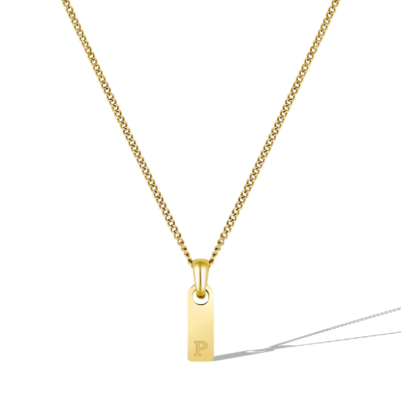 14K Gold Initial Tag Necklace
