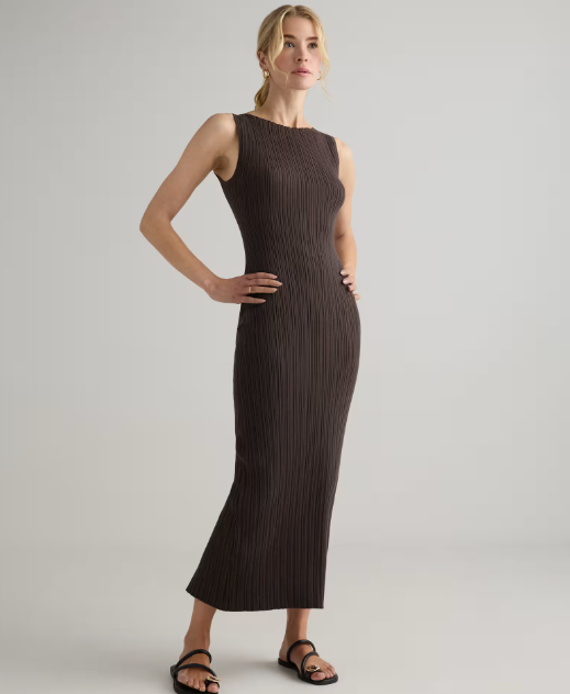 Cotton Cashmere Ribbed Sleeveless Midi Dress