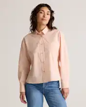100% Organic Cotton Poplin Cropped Long Sleeve Shirt
