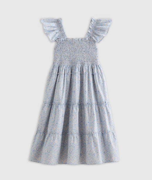 Kids 100% Cotton Poplin Smocked Dress