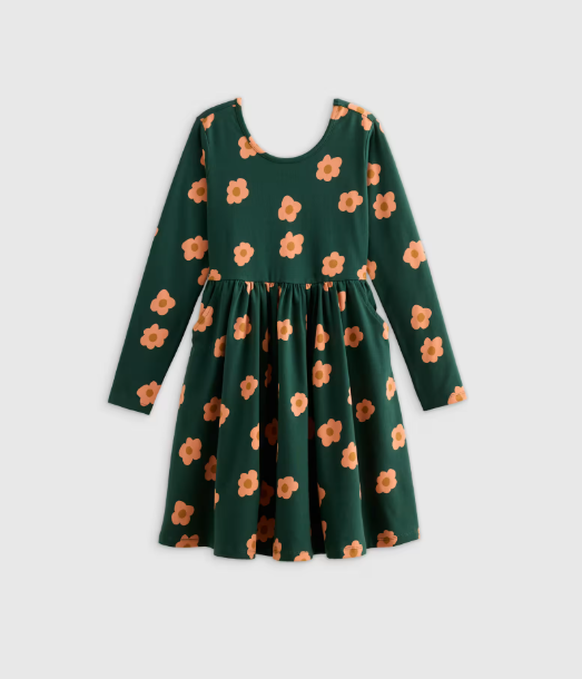 Kids Organic Cotton Long Sleeve Skater Dress