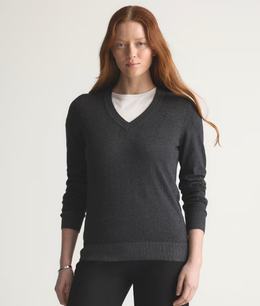 Lightweight Cotton Cashmere V-Neck Sweater