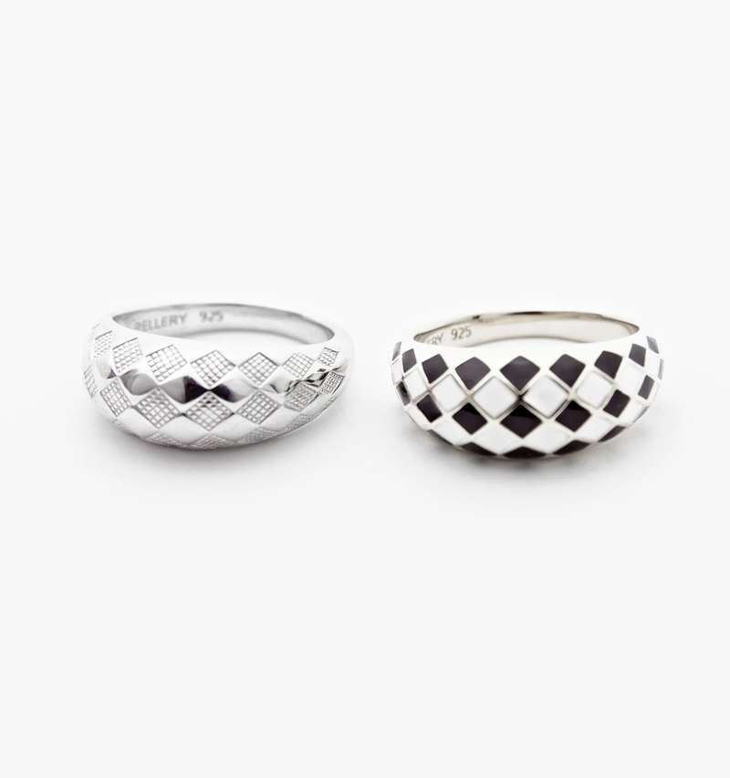 Checker Rings, Black Set of 2