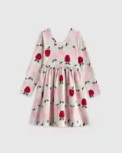 Kids Organic Cotton Long Sleeve Skater Dress
