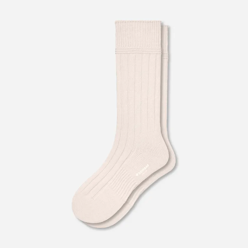 Women's Merino Wool Cashmere Blend Rib Calf Socks
