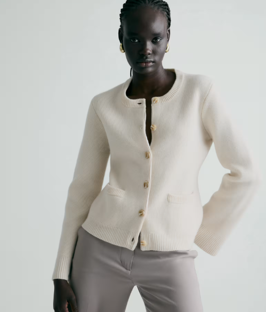 Mongolian Cashmere Structured Cardigan