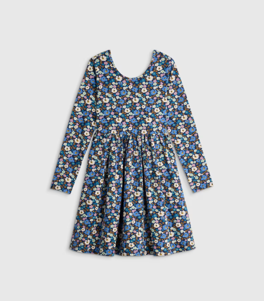 Kids Organic Cotton Long Sleeve Skater Dress