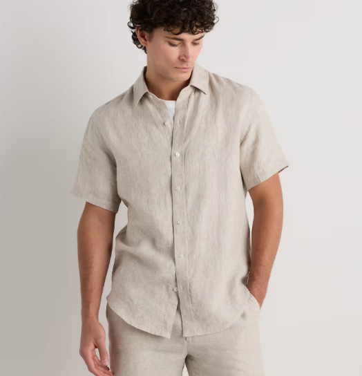 100% European Linen Relaxed Short Sleeve Shirt