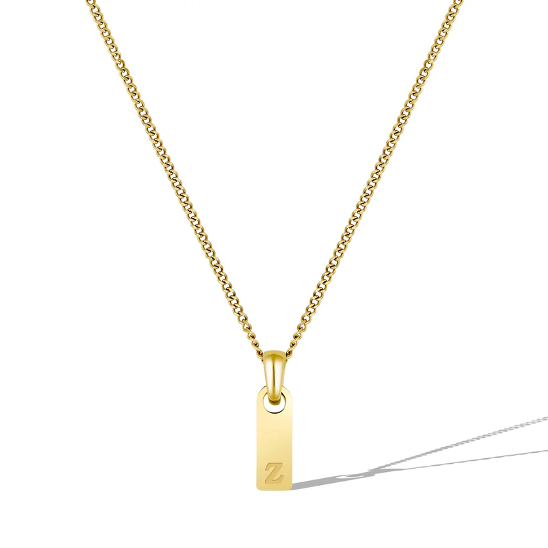 14K Gold Initial Tag Necklace
