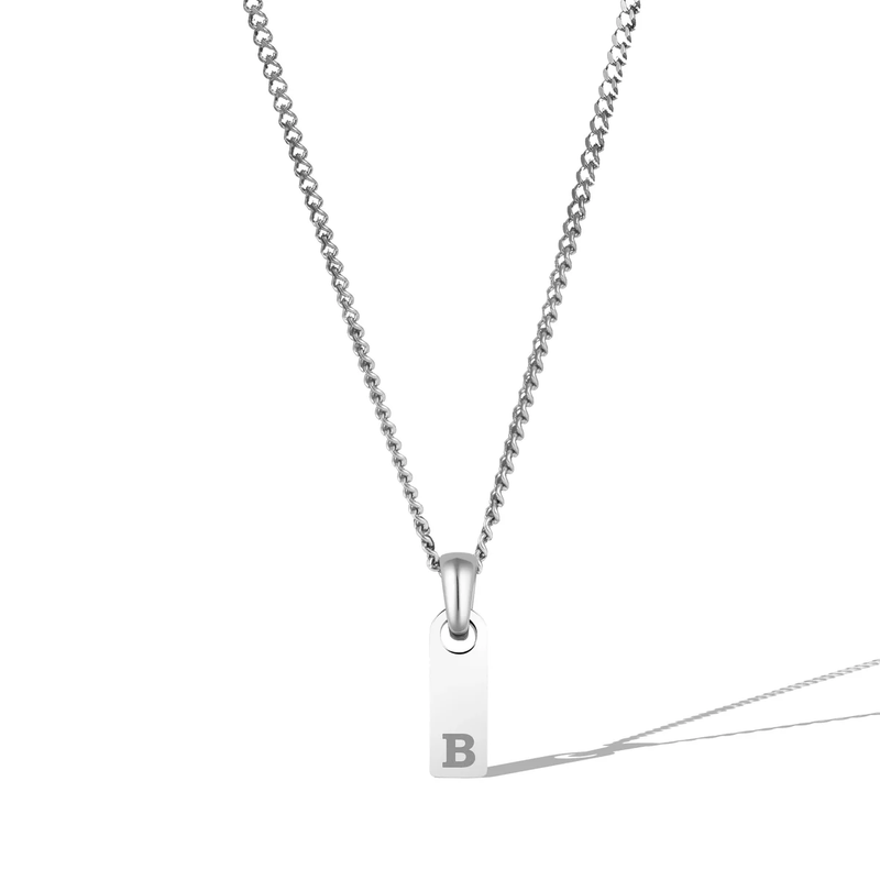 Silver Initial Tag Necklace
