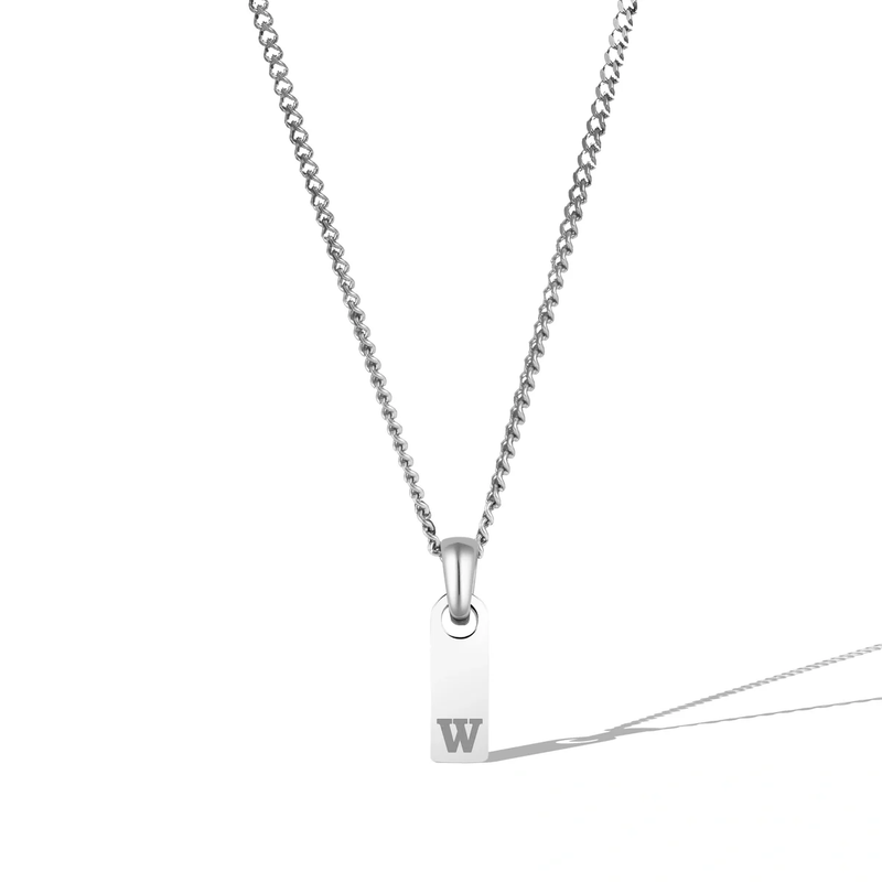 Silver Initial Tag Necklace
