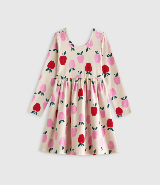 Kids Organic Cotton Long Sleeve Skater Dress