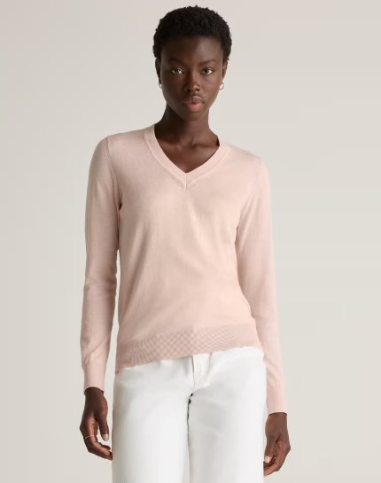 Lightweight Cotton Cashmere V-Neck Sweater