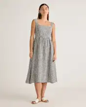 100% European Linen Fit & Flare Midi Dress