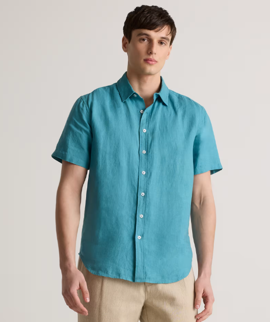 100% European Linen Relaxed Short Sleeve Shirt