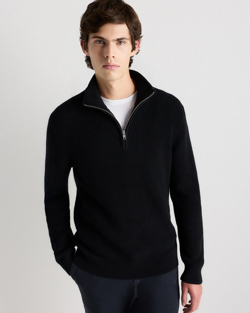 100% Organic Cotton Ribbed Quarter Neck Sweater