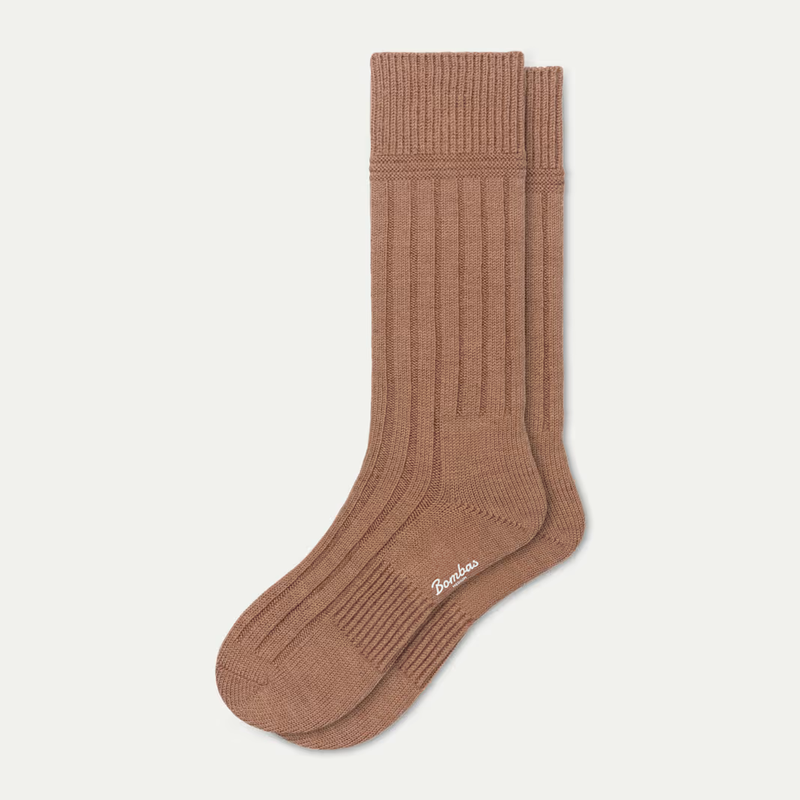 Women's Merino Wool Cashmere Blend Rib Calf Socks