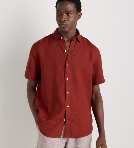 100% European Linen Relaxed Short Sleeve Shirt