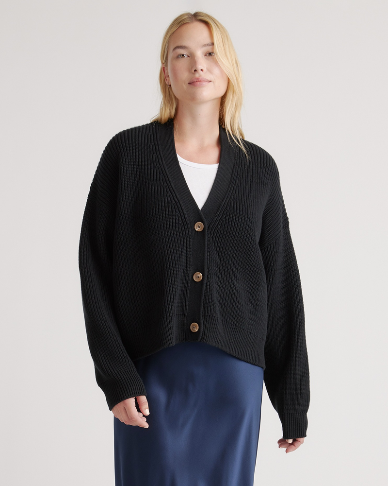 100% Organic Cotton Fisherman Boxy Cropped Cardigan