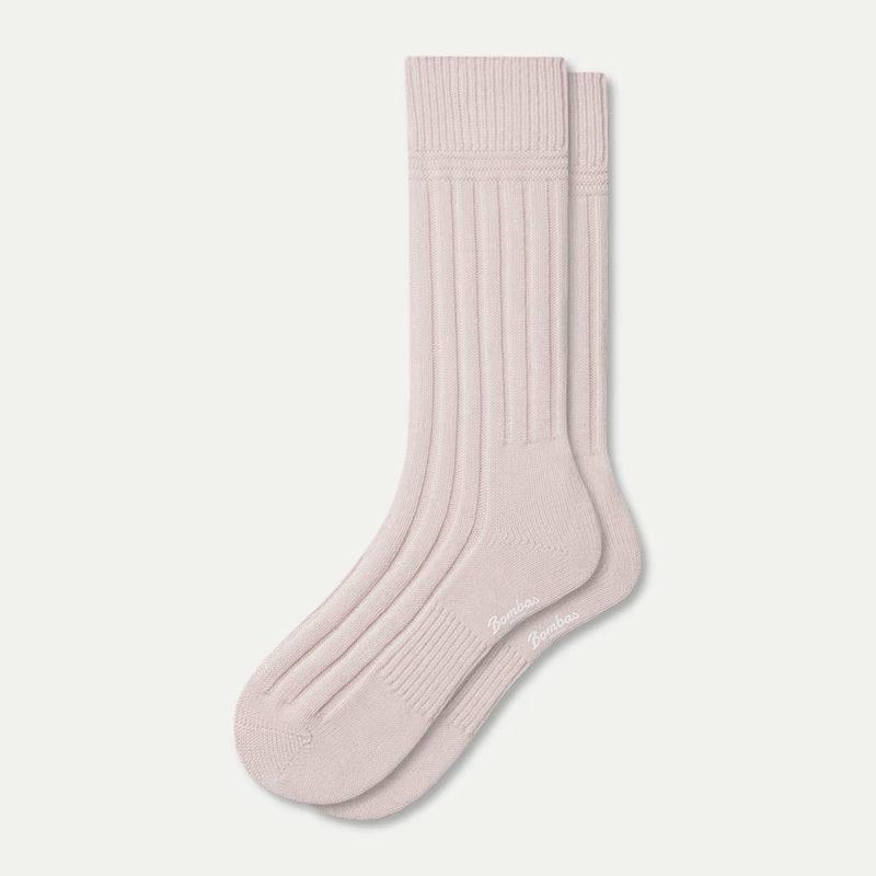 Women's Merino Wool Cashmere Blend Rib Calf Socks
