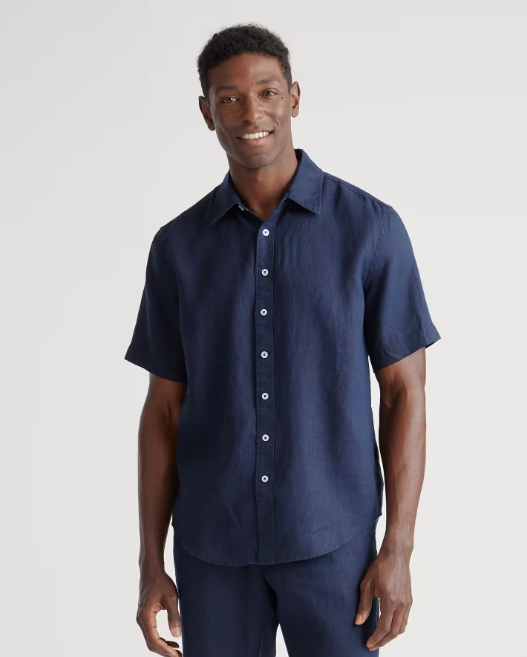 100% European Linen Relaxed Short Sleeve Shirt