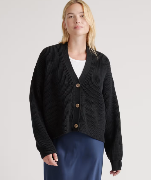 100% Organic Cotton Fisherman Boxy Cropped Cardigan