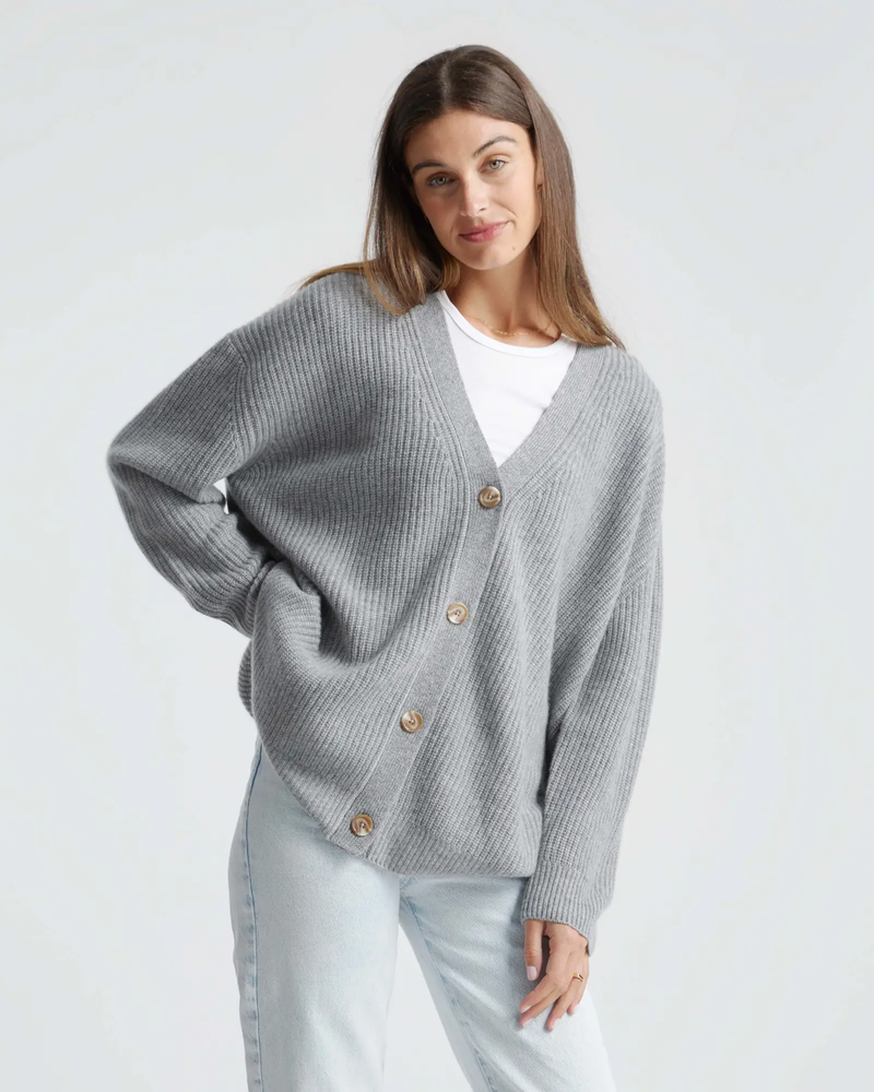 Mongolian Cashmere Oversized Boyfriend Cardigan Sweater