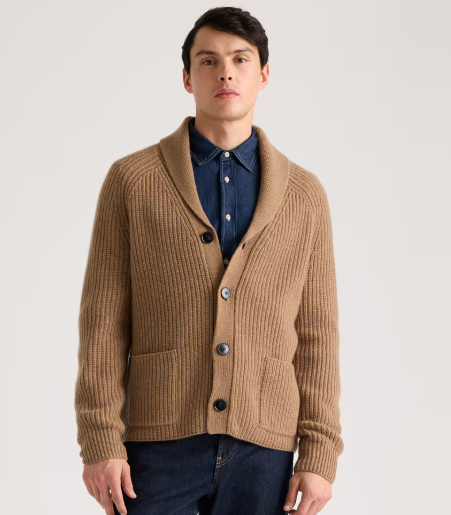 Mongolian Cashmere Shawl Collar Cardigan