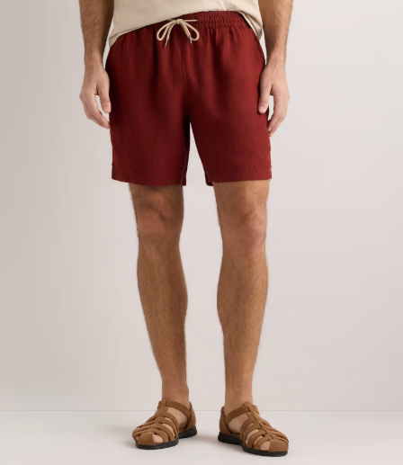 100% European Linen 7" Drawstring Beach Shorts