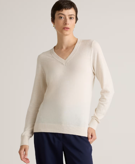 Lightweight Cotton Cashmere V-Neck Sweater