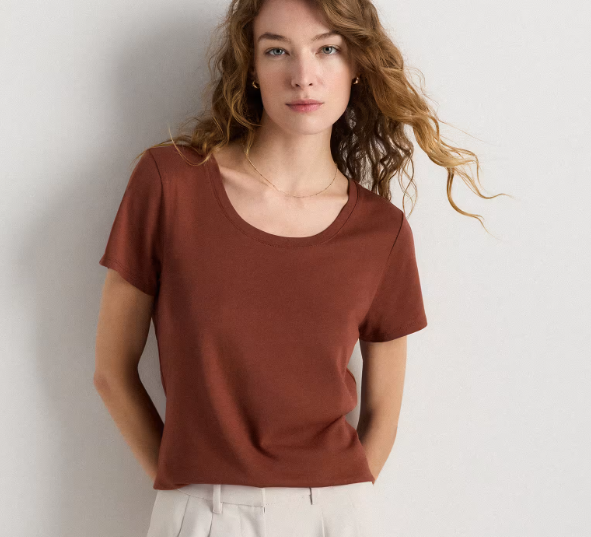 Cotton Modal Scoop Neck Tee