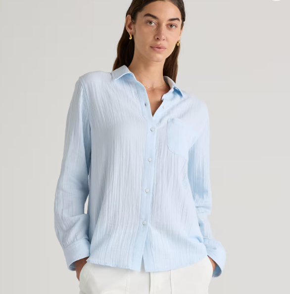 100% Organic Cotton Gauze Long Sleeve Shirt