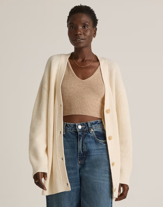 Mongolian Cashmere Oversized Boyfriend Cardigan Sweater