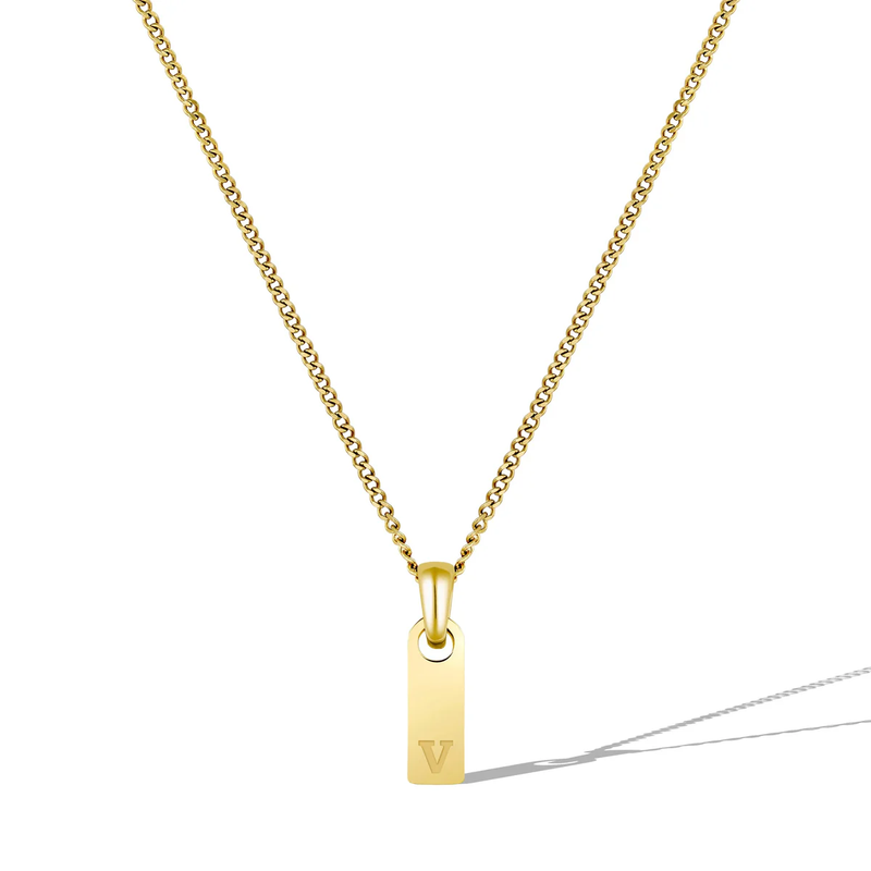14K Gold Initial Tag Necklace