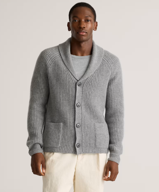 Mongolian Cashmere Shawl Collar Cardigan