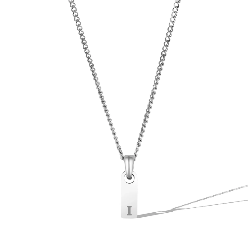 Silver Initial Tag Necklace