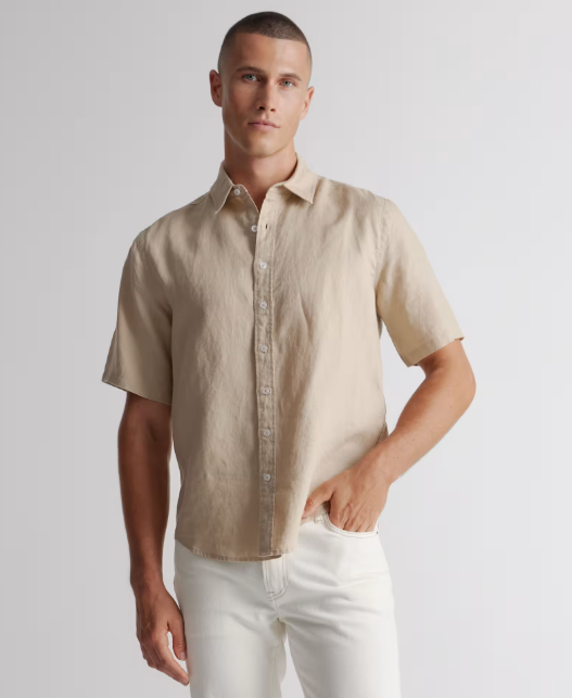 100% European Linen Relaxed Short Sleeve Shirt
