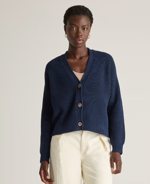 100% Organic Cotton Fisherman Boxy Cropped Cardigan