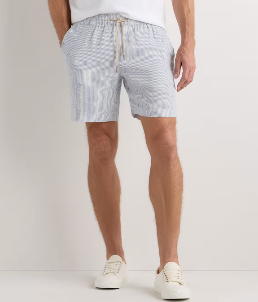 100% European Linen 7" Drawstring Beach Shorts