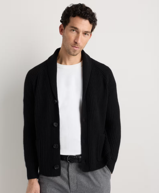 Mongolian Cashmere Shawl Collar Cardigan
