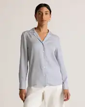 Washable Stretch Silk Notch Collar Blouse