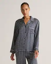 100% Washable Silk Satin Pajama Long Sleeve Top