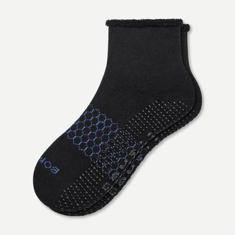 Men's Merino Wool Blend Roll-Top Gripper House Socks
