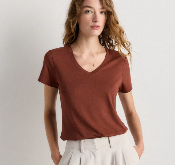 Cotton Modal V Neck Tee