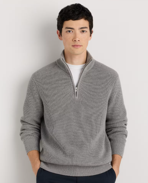 100% Organic Cotton Ribbed Quarter Neck Sweater