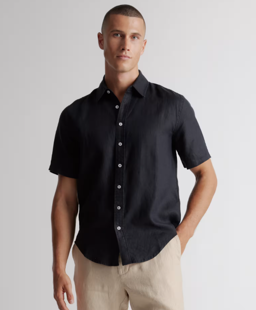 100% European Linen Relaxed Short Sleeve Shirt
